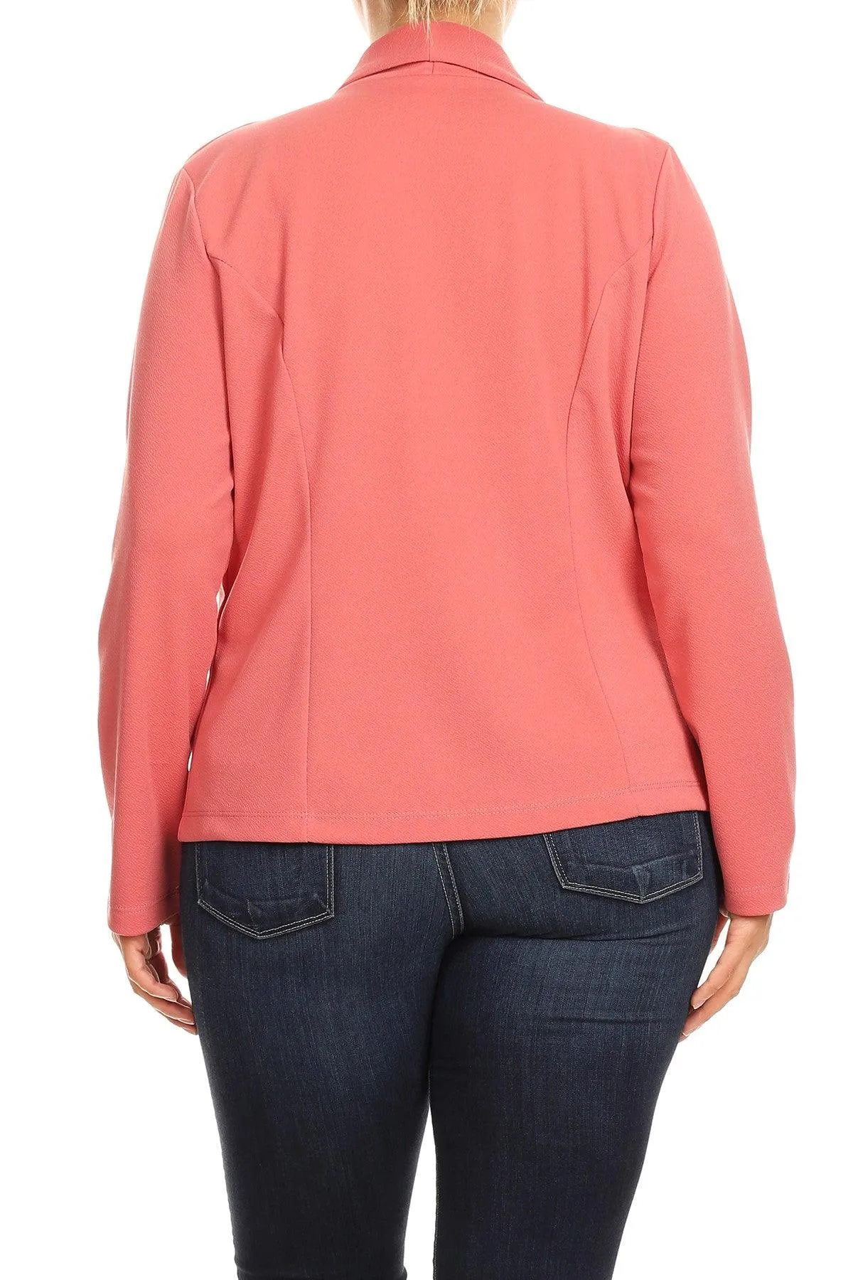 Women's Plus Size Casual Long Sleeve Fitted Solid Open Blazer
