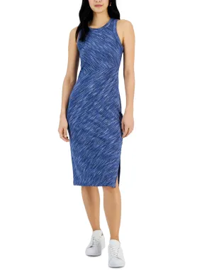 Women's Tie-Dye Ribbed MIDI Dress,Blue