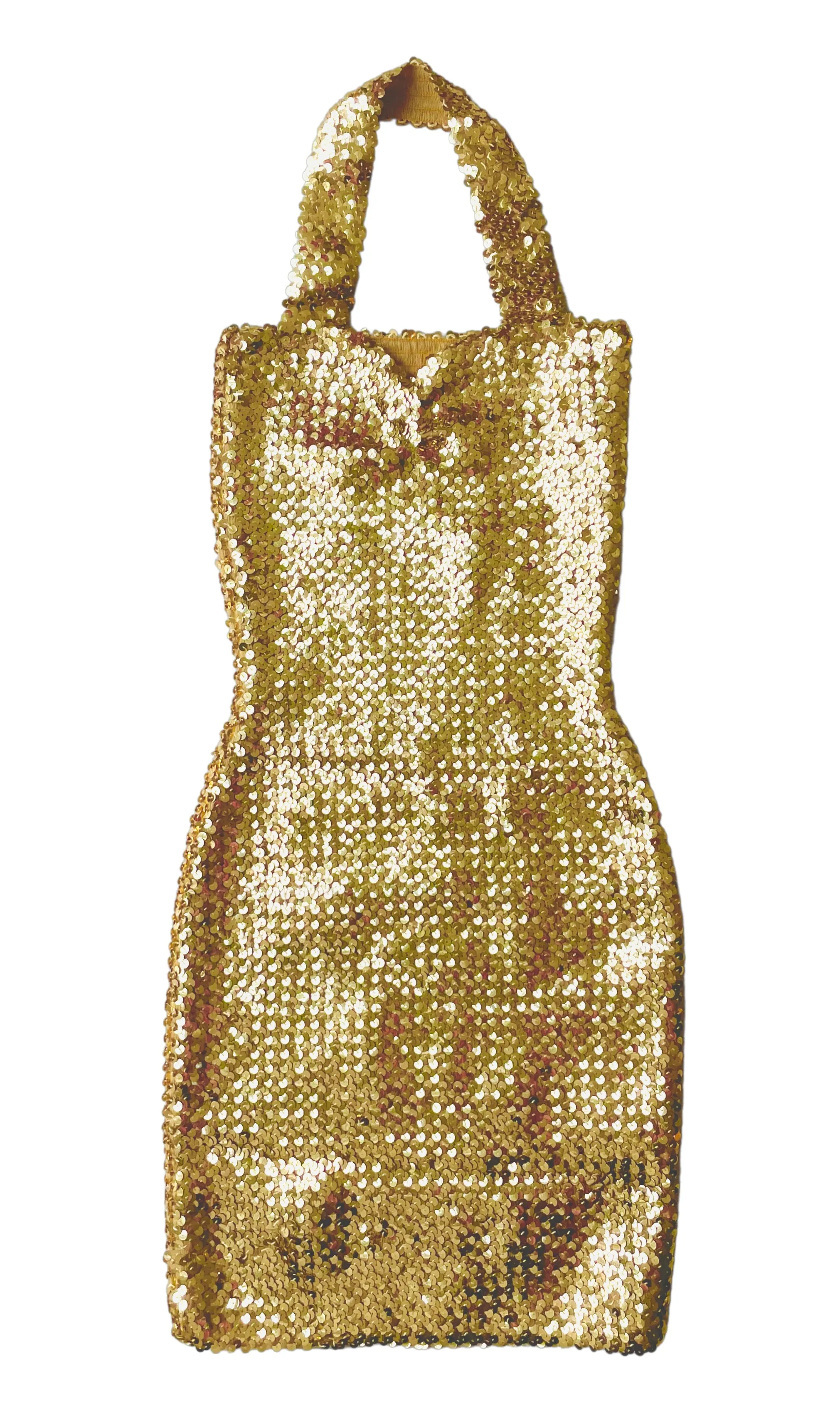 Yellow Gold Vintage Y2K Sequin Dress
