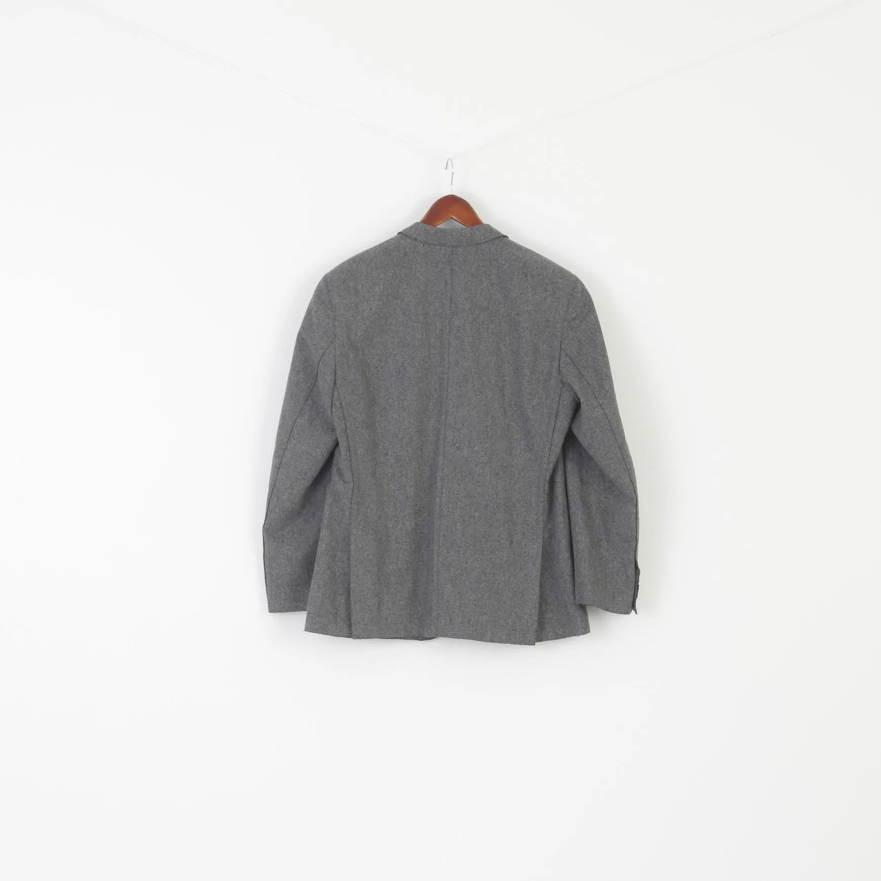 Yves Gererd Men 52 42 Blazer Gray Wool Nylon Blend Vintage Single Breasted Jacket