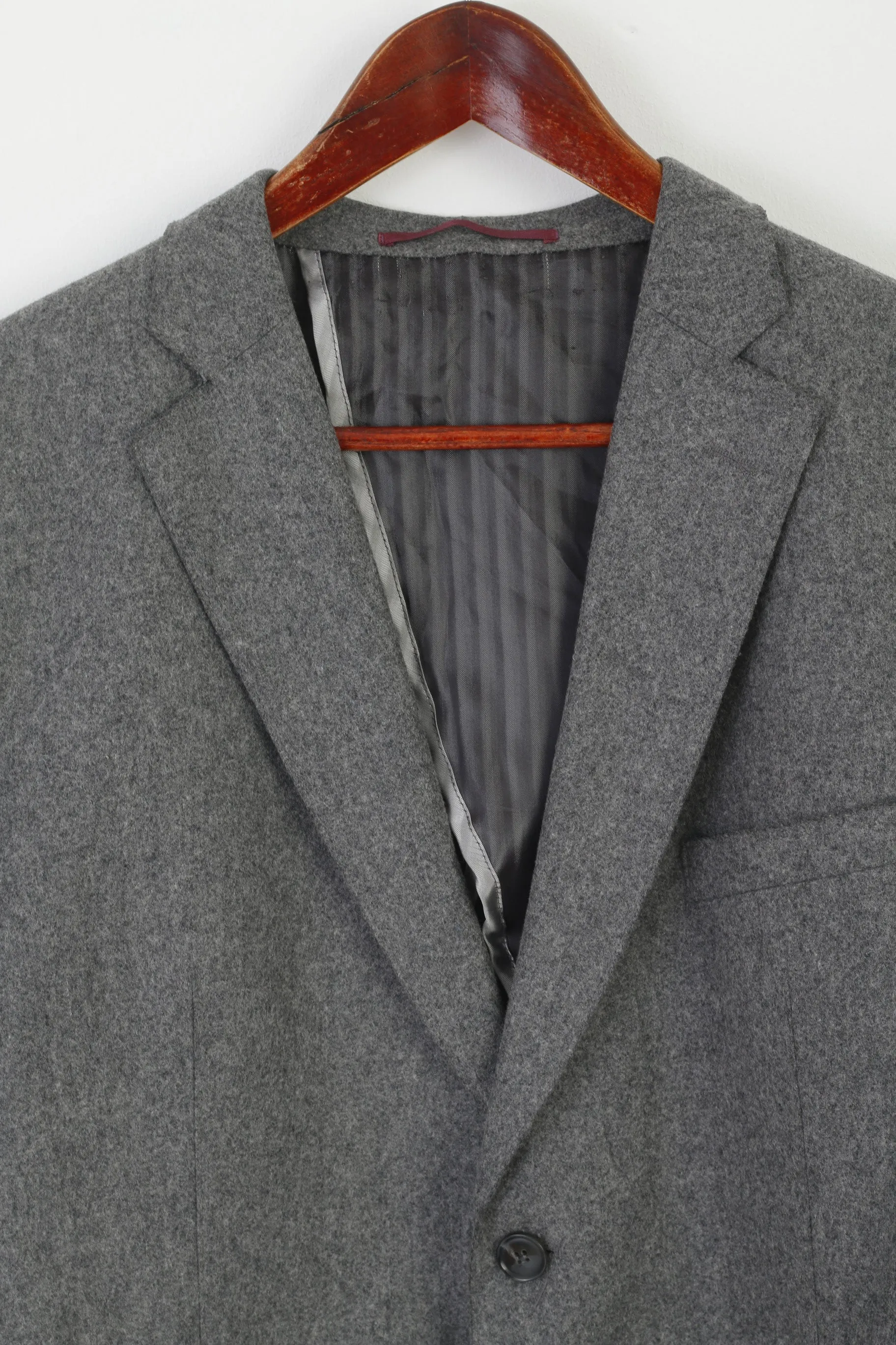 Yves Gererd Men 52 42 Blazer Gray Wool Nylon Blend Vintage Single Breasted Jacket