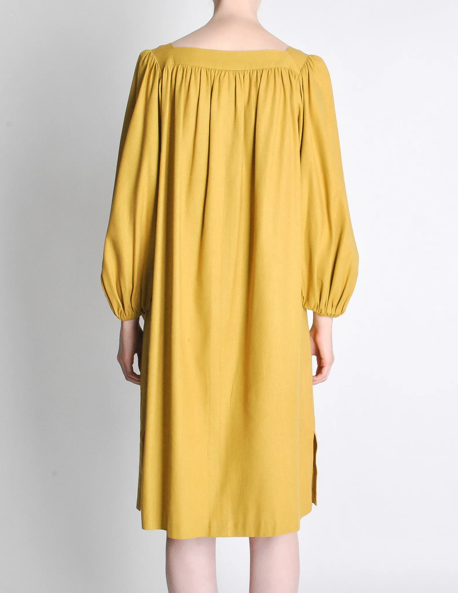 Yves Saint Laurent Rive Gauche Vintage Mustard Yellow Silk Mumu Dress