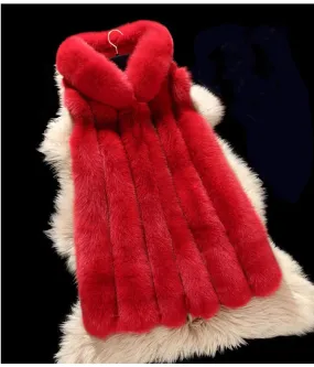 ZADORIN Winter Coat Women Luxury Furry Faux Fur Vest Hooded Warm Faux Fur Jacket Coats Female Slim Waistcoat Veste Femme
