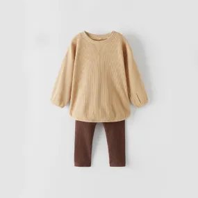 ZR Contrast Dark Brown Trouser Biscuit Brown Long Shirt Thermal 2 Piece Set 10473
